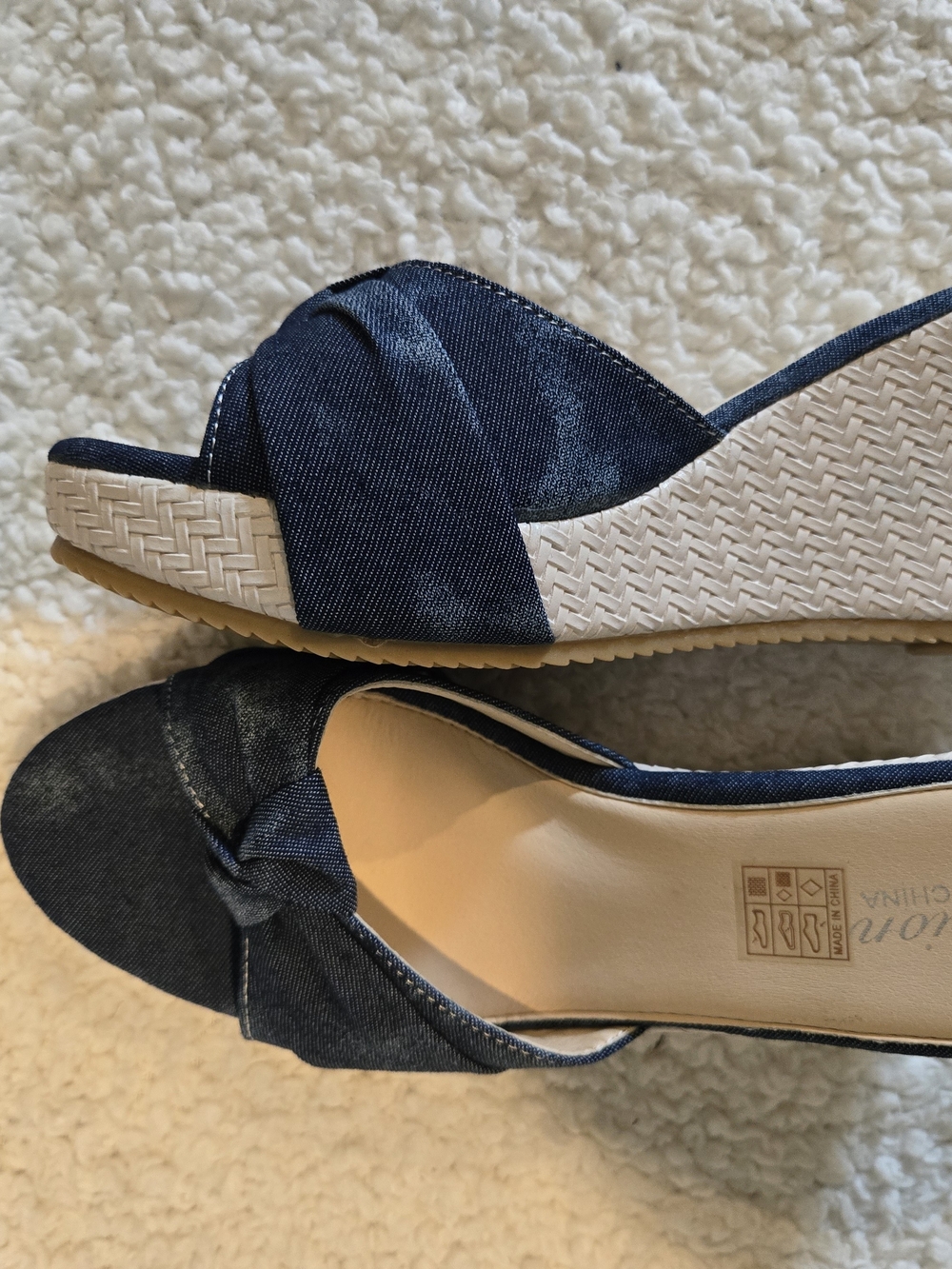 Denim Blue Women's Wedge Slide Sandals
